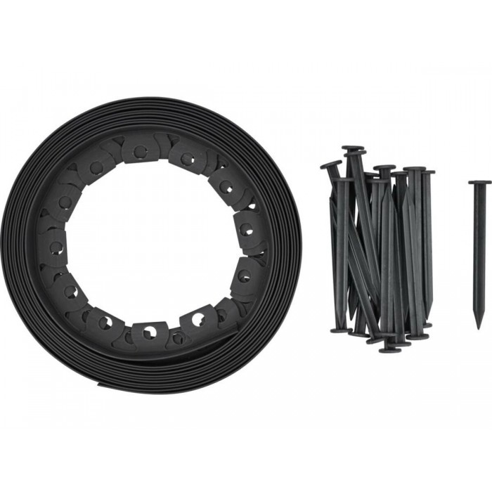 Полоса бар'єрна зі шпильками з HDPE FLO для рослин чорна, b= 40 мм, l= 10 м, 20 шпильок l=180 мм [9]