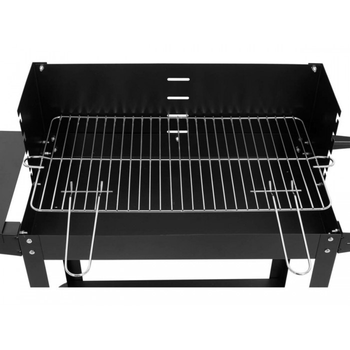 Гриль прямокутний вугільний LUND, решітк 48х 27 см, на 4 ніжках (з 2 колесами) з полкою; 86х35х80 см