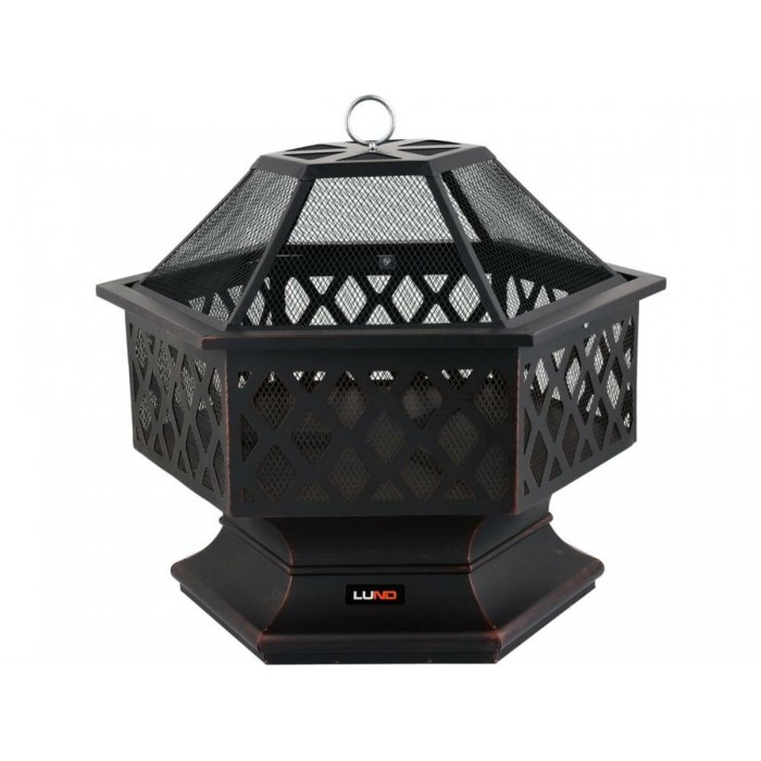 Кошик для вогнища сталевий декоративний LUND 70х 60х 63 см, з решітчатою кришкою [1]