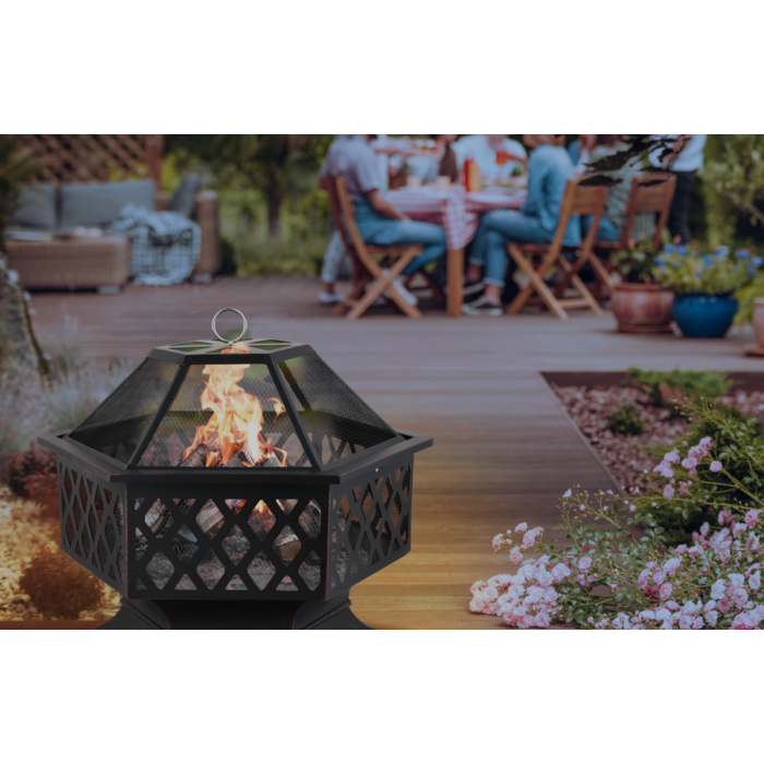 Кошик для вогнища сталевий декоративний LUND 70х 60х 63 см, з решітчатою кришкою [1]