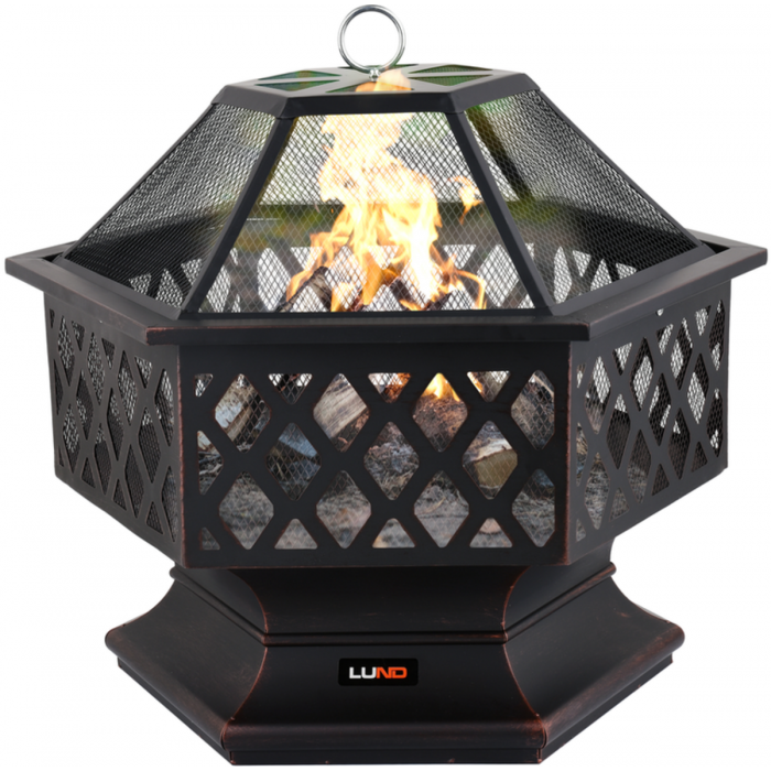 Кошик для вогнища сталевий декоративний LUND 70х 60х 63 см, з решітчатою кришкою [1]