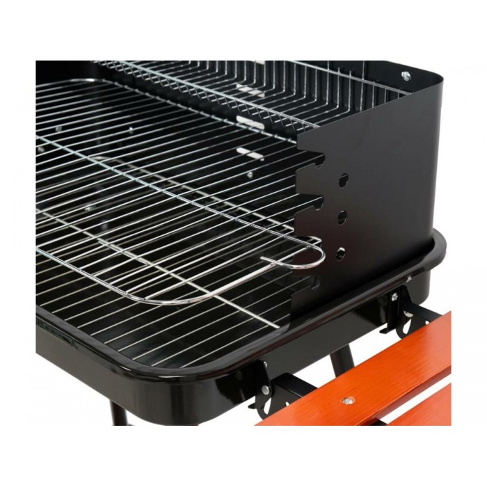 Гриль прямокутний вугільний LUND, 53х33 см, на 4 ніжках/ 2 колеса з 2 полицями; 106х44х82 см [1]