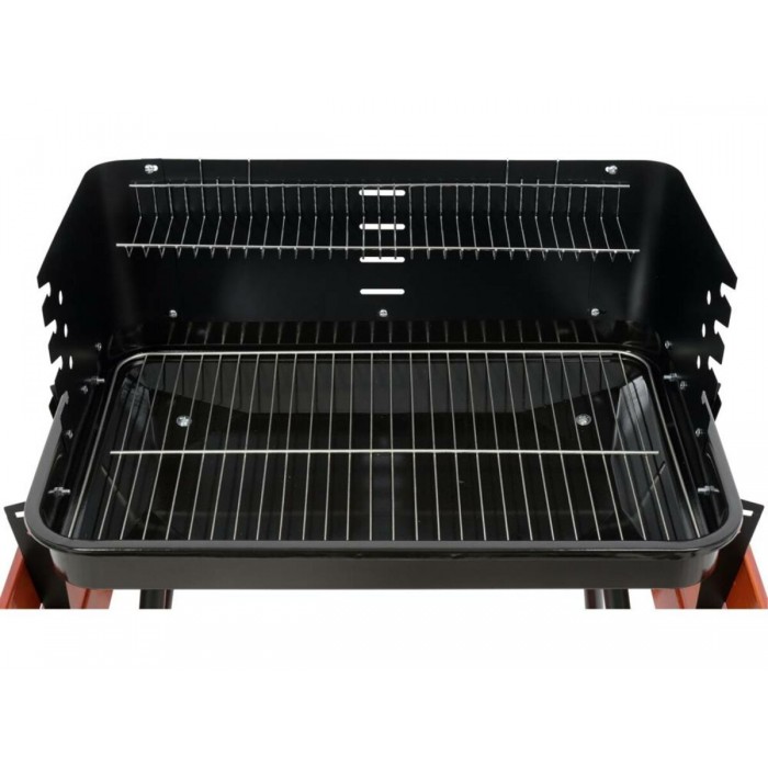 Гриль прямокутний вугільний LUND, 53х33 см, на 4 ніжках/ 2 колеса з 2 полицями; 106х44х82 см [1]