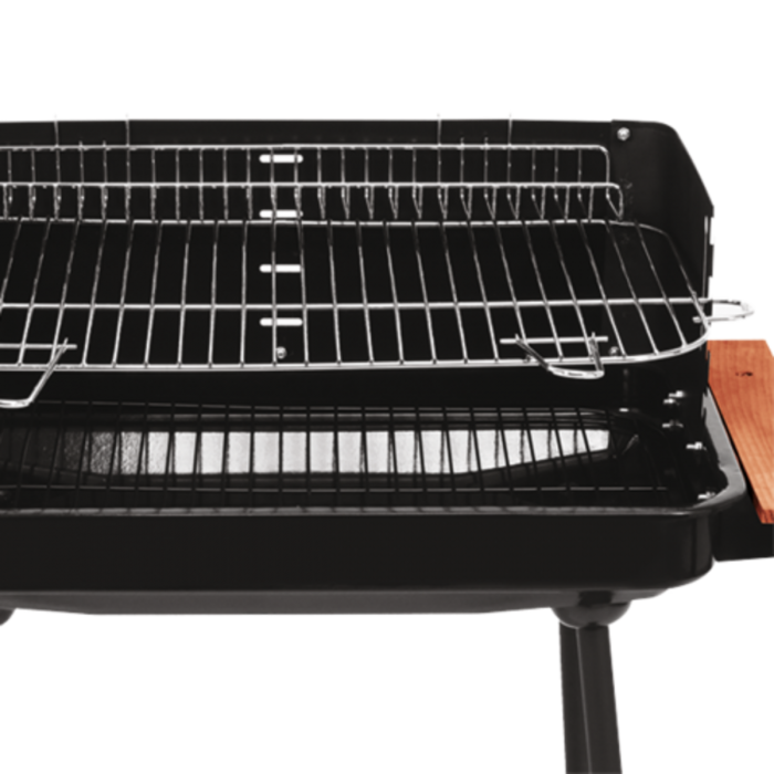 Гриль прямокутний вугільний LUND, 53х33 см, на 4 ніжках/ 2 колеса з 2 полицями; 106х44х82 см [1]