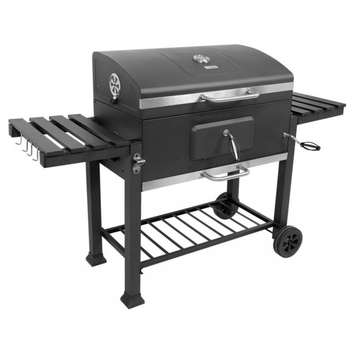 Гриль прямокутний вугільний LUND, решітк 78х 43 см, на 4 ніжках/ 2 колеса з 2 полками; 159х68х108 см