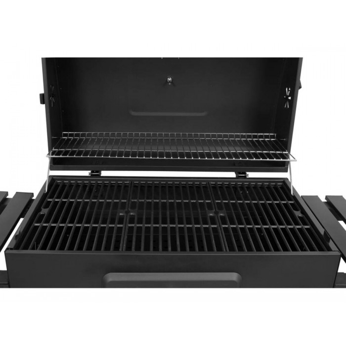 Гриль прямокутний вугільний LUND, решітк 78х 43 см, на 4 ніжках/ 2 колеса з 2 полками; 159х68х108 см