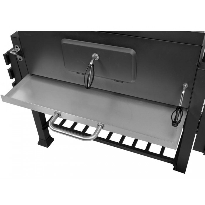 Гриль прямокутний вугільний LUND, решітк 78х 43 см, на 4 ніжках/ 2 колеса з 2 полками; 159х68х108 см