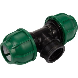 Трійник сполучний водяних пластикових труб 2x25мм- G3/4" FLO поліпропіленовий, для тиску 1 MPa[50]