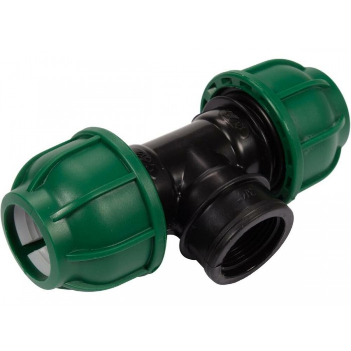 Трійник сполучний водяних пластикових труб 2x25мм- G3/4" FLO поліпропіленовий, для тиску 1 MPa[50]