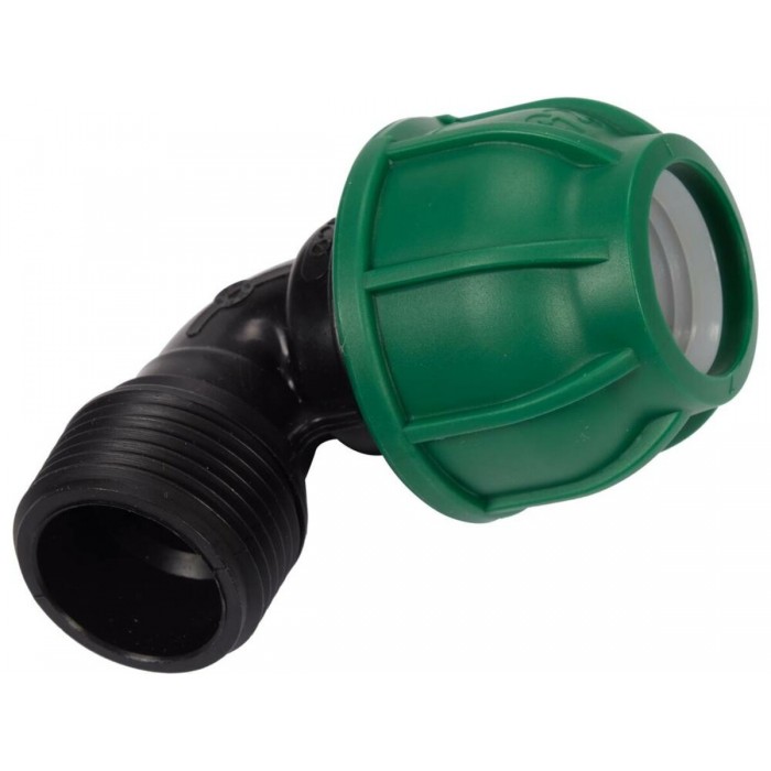 Коліно 90° до водяних пластикових труб 25 мм- зовн. різьбою G1" FLO поліпропіл, для тиску 1 MPa [50]