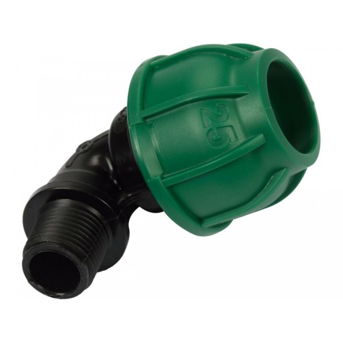 Коліно 90° до водяних пластикових труб 25мм- зовн. різьбою G1/2" FLO поліпропіл, для тиску 1MPa [50]