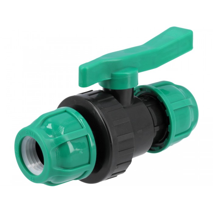 Кран кульовий до водяних пластикових труб FLO  Ø= 25 мм  з поліпропілену, для тиску 16 Bar [40/80]