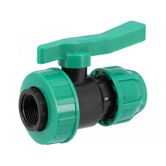 Кран кульовий до водяних пластикових труб  Ø= 25мм Х 3/4" F-різьб FLO з поліпропіл, для тиску 16 Bar