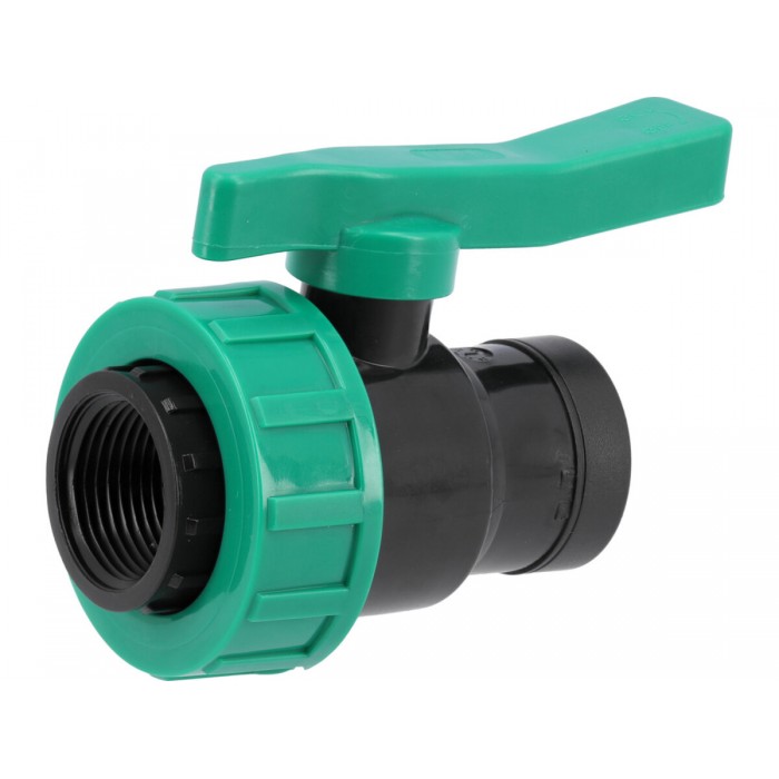 Кран кульовий до водяних пластикових труб  Ø= 1" Х 1" F/F-різьб FLO з поліпроп, для тиску 16Bar [40]