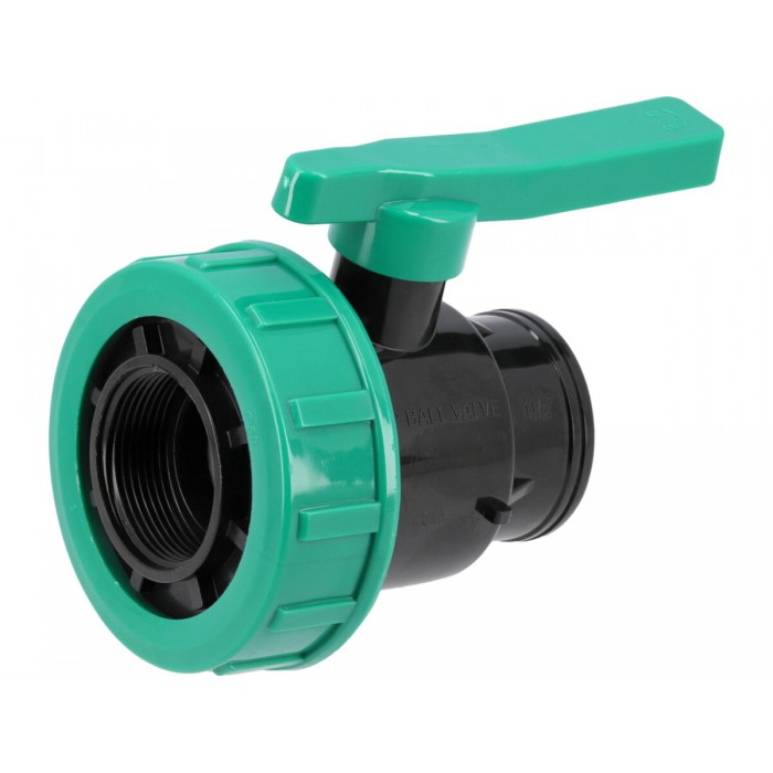 Кран кульовий до водяних пластикових труб  Ø= 3/2" Х 3/2" F/F-різьб FLO з поліпроп, для тиску 16Bar