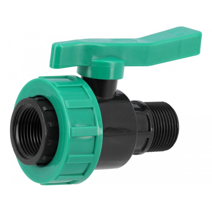 Кран кульовий до водяних пластикових труб  Ø= 5/4" Х 5/4" F/M-різьб FLO з поліпроп, для тиску 16Bar