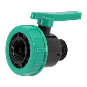 Кран кульовий до водяних пластикових труб  Ø= 3/2" Х 3/2" F/M-різьб FLO з поліпроп, для тиску 16Bar