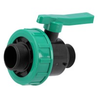 Кран кульовий до водяних пластикових труб  Ø= 3/2" Х 3/2" M/M-різьб FLO з поліпроп, для тиску 16Bar