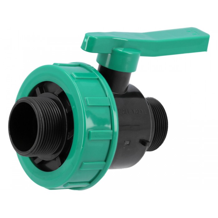 Кран кульовий до водяних пластикових труб  Ø= 3/2" Х 3/2" M/M-різьб FLO з поліпроп, для тиску 16Bar