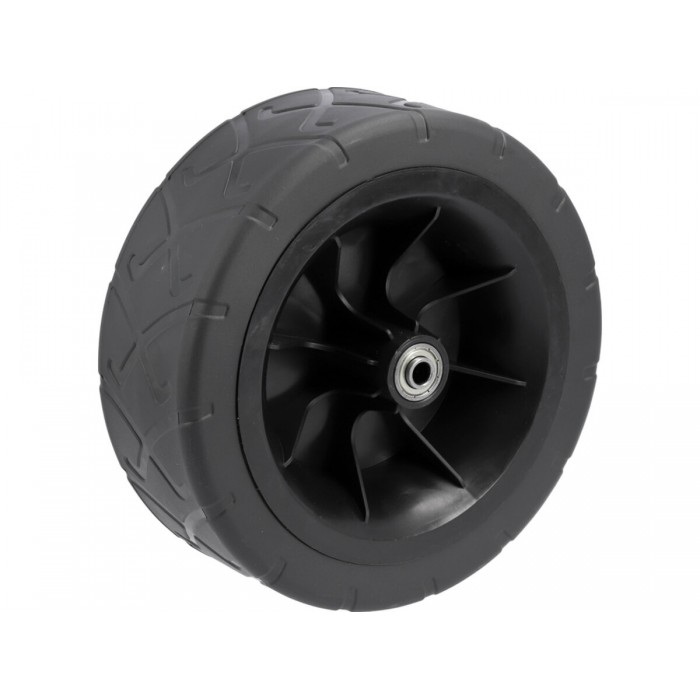 Колесо до транспортувального візка 90181 FLO: з ПВХ, Ø= 190 мм W= 70 мм, вісь Ø= 8 мм l= 120 мм [12]