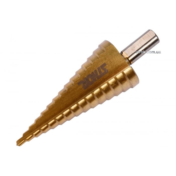 Свердло конічне ступінчасте титанове по металу STHOR : Ø= 4-32 мм HSS 4241 [10/80]