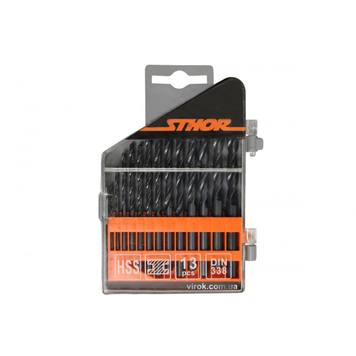 Набір свердл по металу STHOR HSS, Ø= 1,5 - 6,5 мм, 13 шт. [25/100]