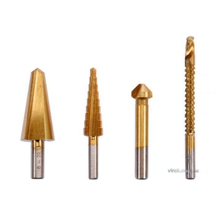 Свердла універсальні різновидні по металу STHOR: HSS 4241, 8-20мм, 4-12мм, 12.4мм, 6х90мм, 4 шт.[25]