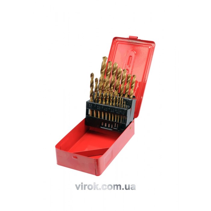 Набір свердл по металу титанових STHOR : HSS-TiN. Ø= 1,0-10,0 мм, 19 шт. [30]