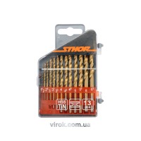 Набір свердл по металу титанових STHOR : HSS-TiN. Ø= 1,5 - 6,5 мм. 13 Шт. [25/100]