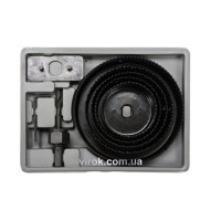 Пили кільцеві по дереву VOREL + свердло Ø=64-127 мм, Набір 8 шт. в кейсі [6/24]