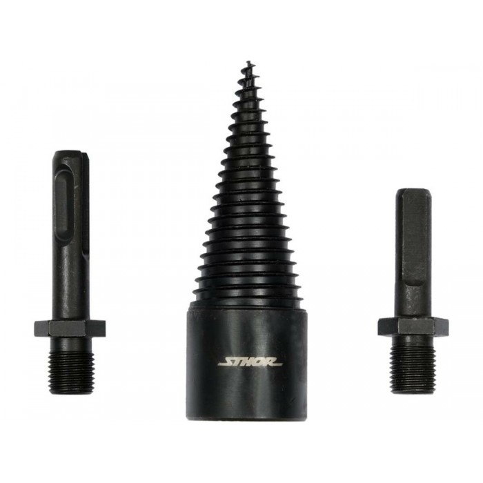 Свердло конічне для розколювання дерева VOREL, Ø=32 мм h= 90 мм з 2 шпинделями (SDS+ і 3-кутний) [5]