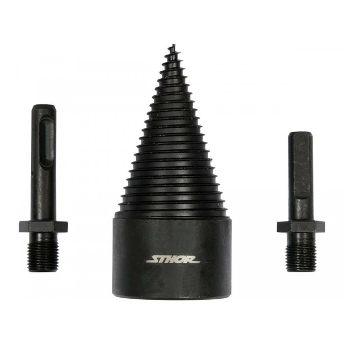 Свердло конічне для розколювання дерева VOREL, Ø= 45 мм h=95 мм з 2 шпинделями (SDS+ і 3-кутний) [4]