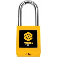 Замок навісний VOREL з дугою Ø= 6 мм, h= 38 мм, 2 ключі, корпус покритий нейлоном- 40х20хм45 мм [10]