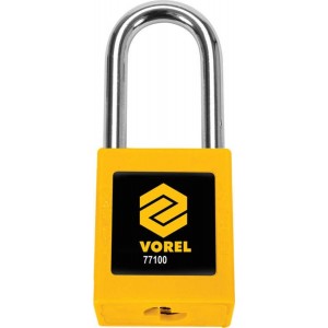 Замок навісний VOREL з дугою Ø= 6 мм, h= 38 мм, 2 ключі, корпус покритий нейлоном- 40х20хм45 мм [10]