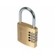 Замок навісний з кодовим замиканням VOREL: латунний корпус- 40х 11,8х39,5 мм, стал дуга- 30х25х 5 мм