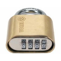 Замок навісний з кодовим замиканням VOREL: латунний корпус- 50х 40 х25 мм, сталева дуга- 23х25х 8 мм