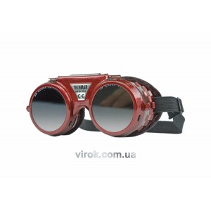 Окуляри газозварювальника VOREL з відкидними лінзами червоні [10/100]