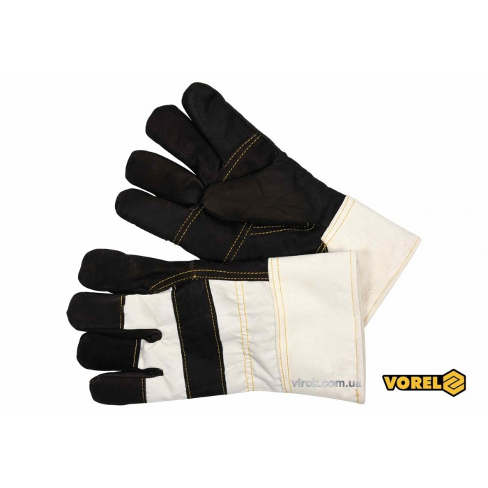 Рукавиці робочі VOREL : бавовна + екошкіра, розмір 11 [10/120]