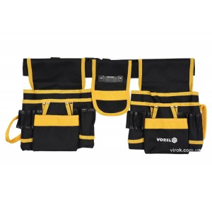 Пояс монтажника для інструментів VOREL з поліестеру; 6 кишень, 2 пересувні відсіки і стрічков захоп