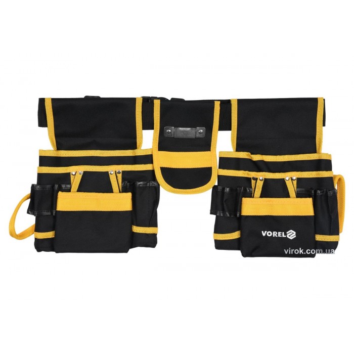 Пояс монтажника для інструментів VOREL з поліестеру; 6 кишень, 2 пересувні відсіки і стрічков захоп