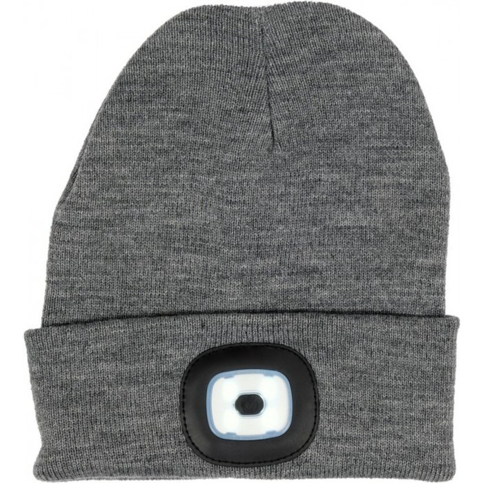 Шапка зимова сіра VOREL з акумуляторним- 3,7 В ліхтарем 120 Lm [10/80] DW