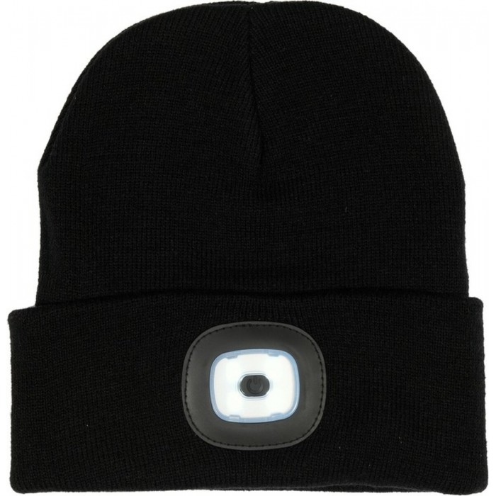 Шапка зимова чорна VOREL з акумуляторним- 3,7 В ліхтарем 120 Lm [10/80] DW