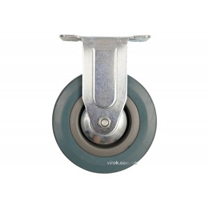 Колесо до візка Ø=125 мм, b=27 мм VOREL; сіра гума, зі штивною опорою; h=161мм, навантаж.- 50 кг[25]