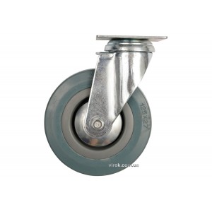 Колесо до візка Ø=125мм, b=27 мм VOREL; сіра гума, з обертовою опорою; h=161 мм, навантаж.-50 кг[24]