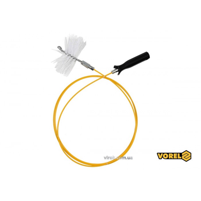 Дріт для очищення димарів VOREL : Ø= 6 мм, l= 3 м, з йоржем Ø=150 мм, l= 80 мм, різьба M12 [20/160]