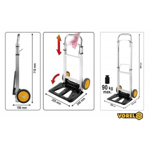 Візок 2- колісний розкладаний VOREL для максим. навантаження 90 кг [1]