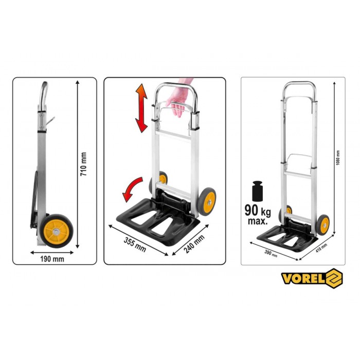 Візок 2- колісний розкладаний VOREL для максим. навантаження 90 кг [1]
