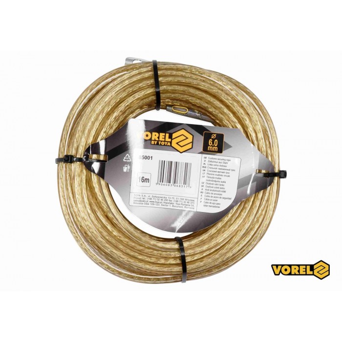 Трос сталевий з наконечниками для пломб VOREL : Ø6 мм x 16 м [12]