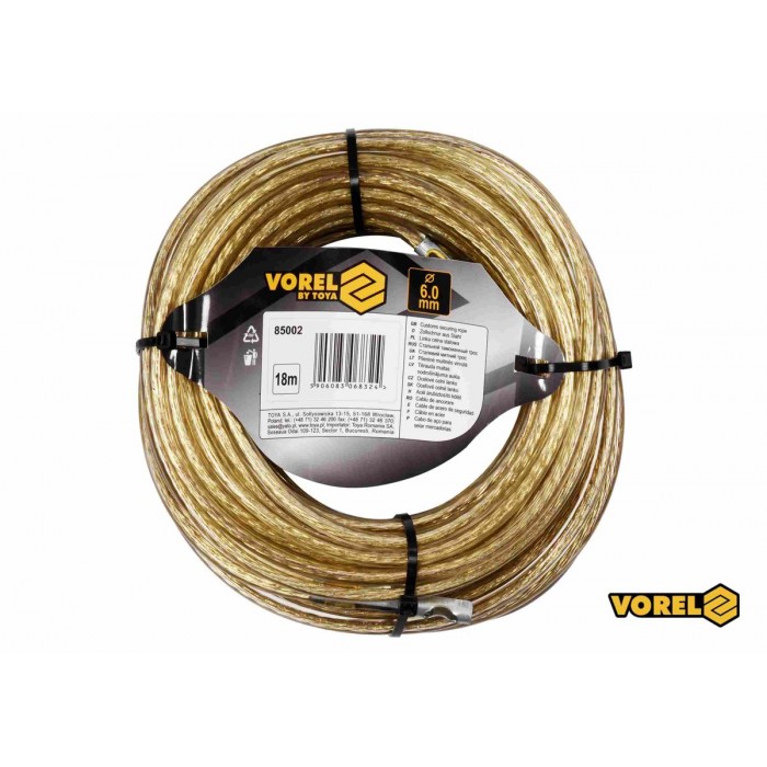 Трос сталевий з наконечниками для пломб VOREL : Ø6 мм x 18 м [12]