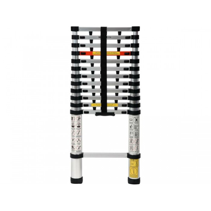 Драбина розтяжна телескопічна VOREL, 13 щаблів, h=3.8 м, макс. вага- 150 кг, з алюмінію